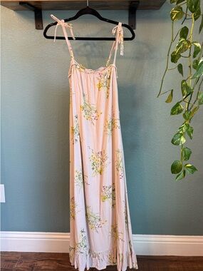 A Loves A Floral Maxi Dress Medium Tie Strap Ruffle Hem Romantic Boho